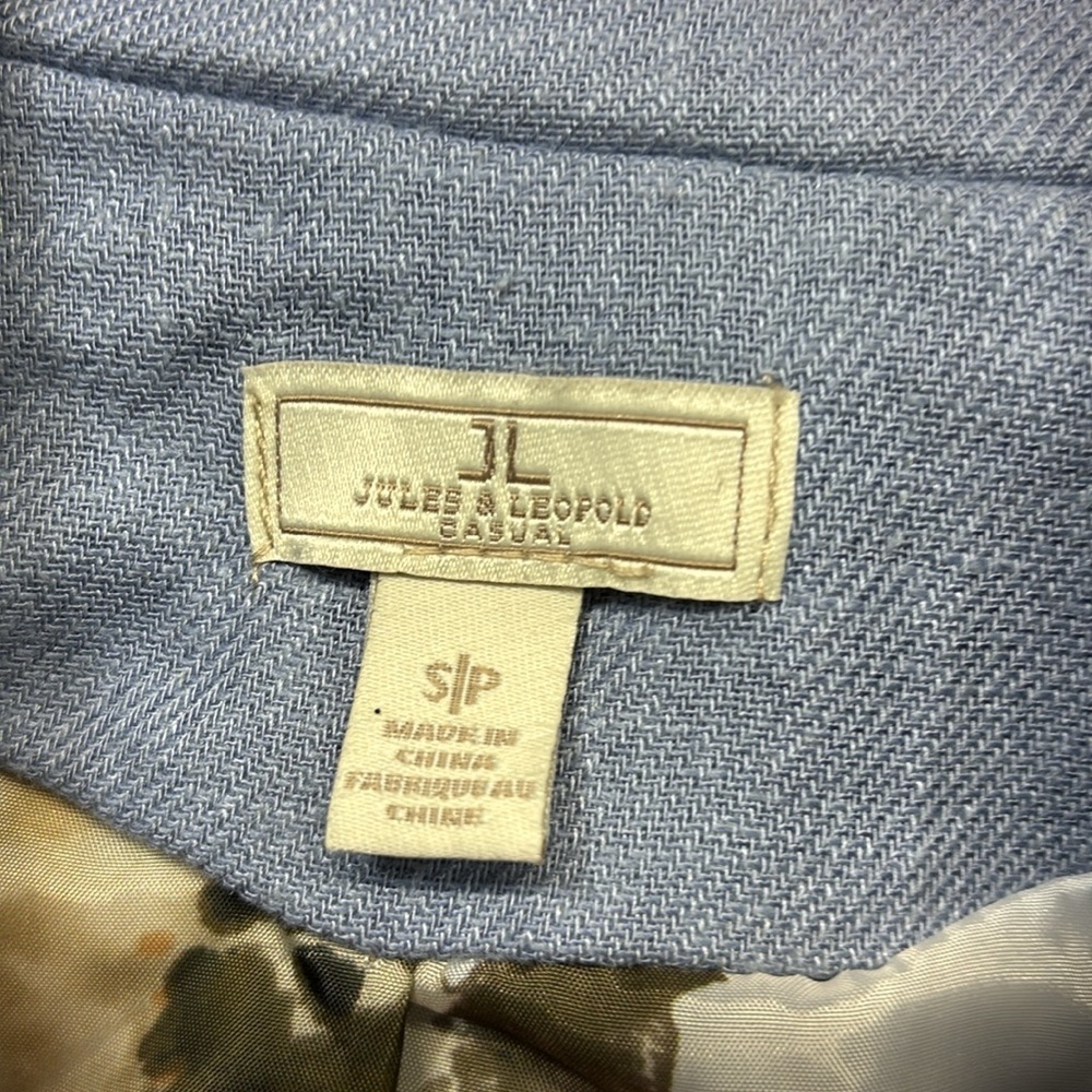 Jules & Leopold linen blend Light Blue Blazer button collard jacket small - Picture 4 of 9